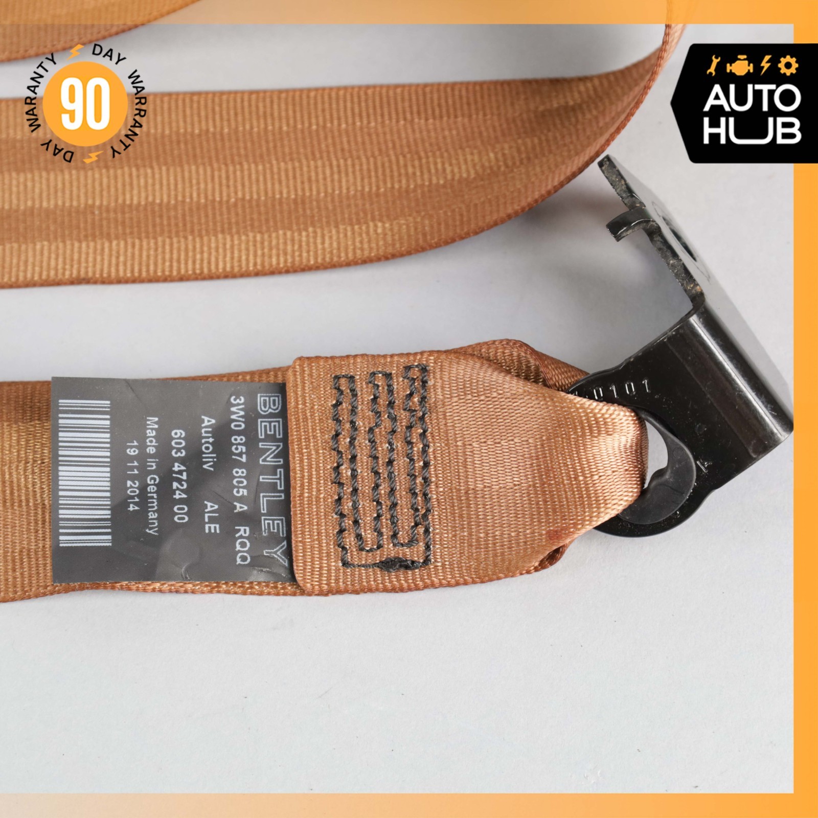 03-10 Bentley Continental GT Coupe Rear Left Driver Side Seat Belt Brown OEM