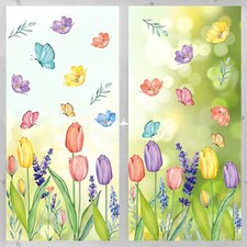 Spring Window Clings Flower Butterfly Window Stickers Floral Decals