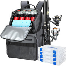 Large Water-Resistant Fishing Backpack with Rod Holders - 45L Tackle Bag