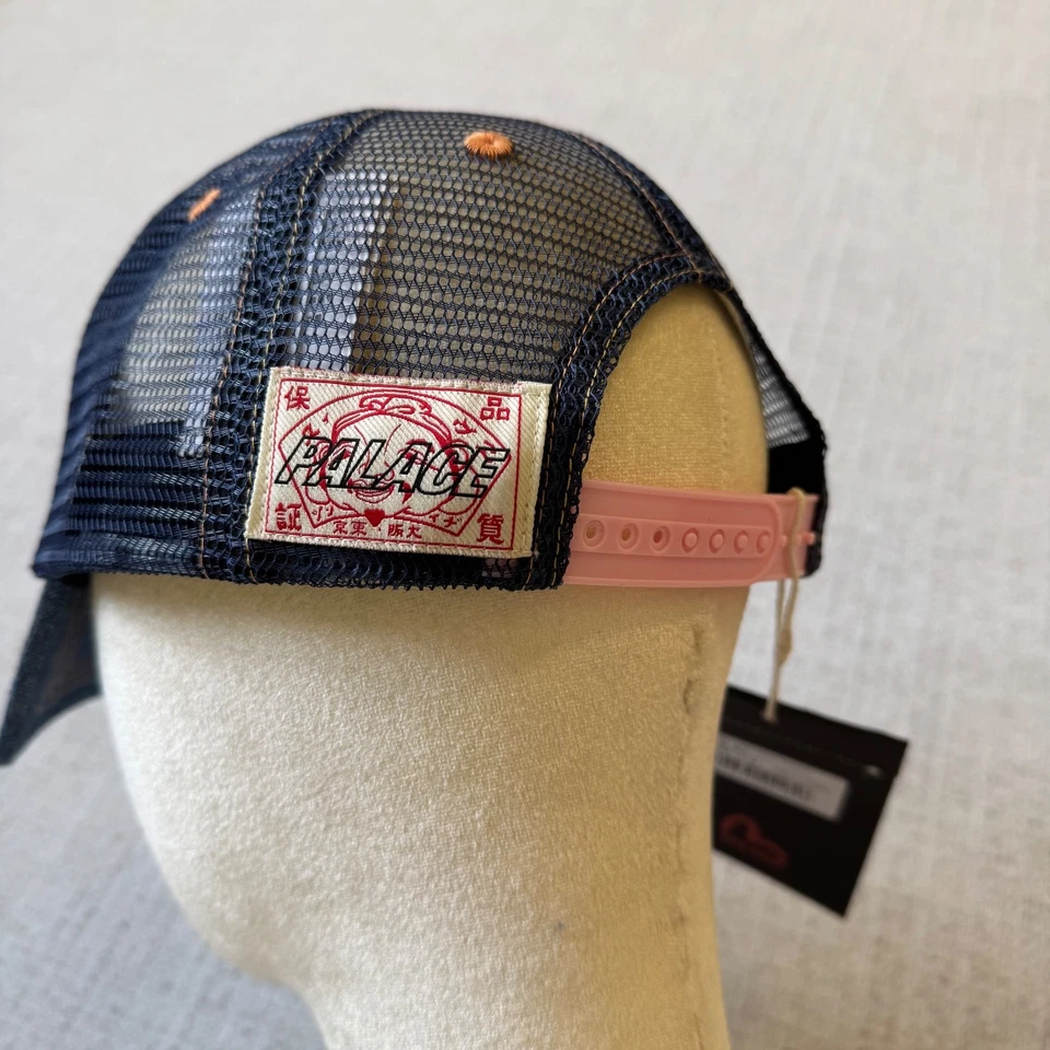 Palace X Evisu Denim Trucker Cap Stone Wash Cherry Blossom Hat | BRAND NEW - Image 3 of 4