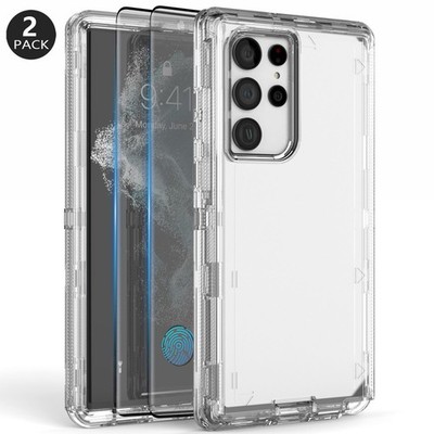 For Samsung Galaxy S22+ S22 Ultra Heavy Duty Case Clear Cover / Screen Protector