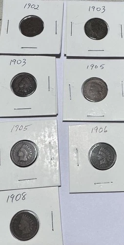 Lot of 7 Indian Head Small Cent