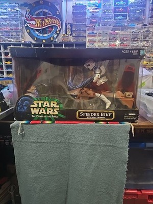 Star Wars POTF Speeder Bike With Scout Trooper Hasbro 2000 Sealed Read