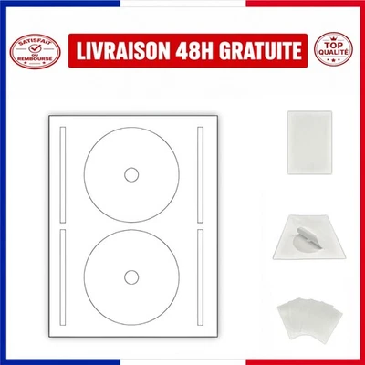100 Étiquettes CD DVD autocollantes 117 mm Papier blanc imprimables - Photo 1/4