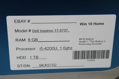Dell Inspiron 17 5737 17" Laptop i5-4200U 1.6GHZ 8GB RAM 1TB HD DVD HDMI W10H - Picture 17 of 19