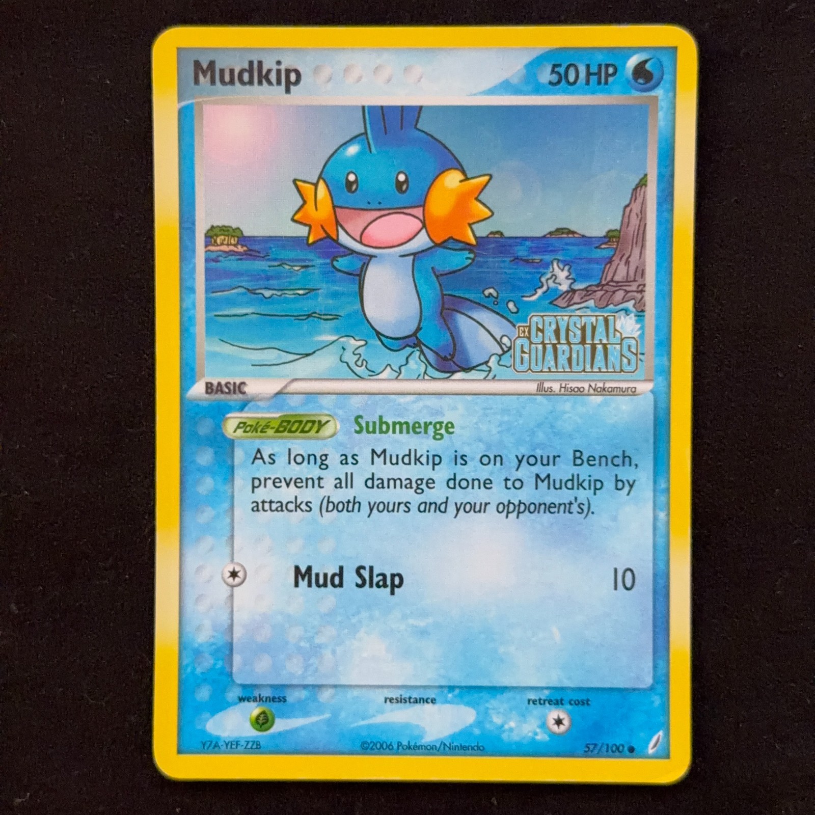 [NM] Mudkip 57/100 EX Crystal Guardians Stamped Reverse Holo - perfect centering