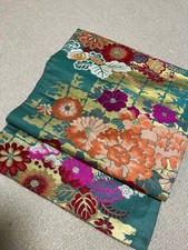 Japanischer Kimono Retro Nagoya Obi Gürtel Floral Klassisch Spitze TaishoGrün