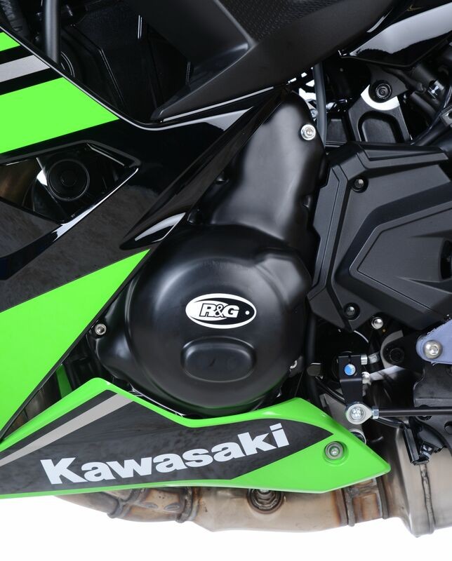 Couvre-carter gauche R&G RACING noir pour moto Kawasaki Z650