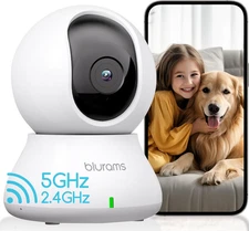 Blurams Indoor Security Camera, 5Ghz/2.4Ghz Dual-Band, 2K PZT Pet Camera with Ph