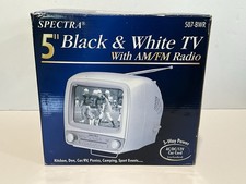 Televisión Spectra 5 pulgadas en blanco y negro con radio AM/FM de colección 507-BWR