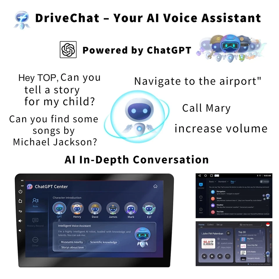 Double 2Din 4+64G Android 15 AI Voice Car Stereo Radio 9" WIFI FM BT with Camera - Image 3 of 4