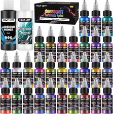 Iridescent Airbrush Paint - 30 Colors with 4.05 fl oz Thinner and 4.05 fl oz Pri