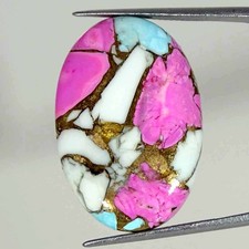 29.90Cts Cotton Candy Pink Copper Turquoise Oval Cabochon Loose Gemstone