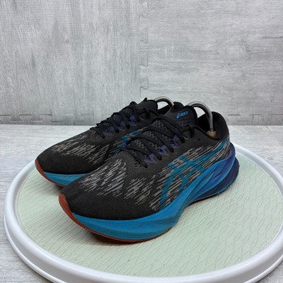 Asics Novablast 3 Running Shoes Mens 9.5 Black Blue Mesh Athletic 1011B458