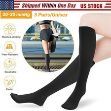 3 Pairs Medical Compression Socks for Women and Men 20-30 mmHg Knee High Socks