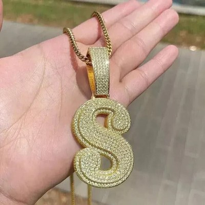 4Ct Round Real Moissanite Custom Initial Letter Pendant 14K Yellow Gold Plated