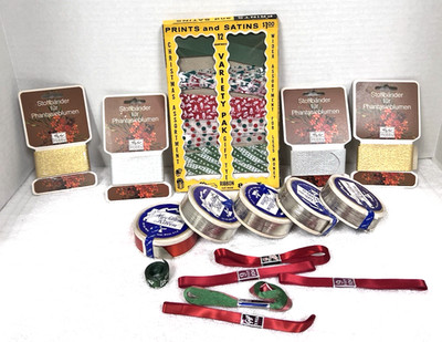 Vintage Christmas Ribbon Gift Ties Lot Hy Siltone Rayher Hobby Deco Tie 14 PC
