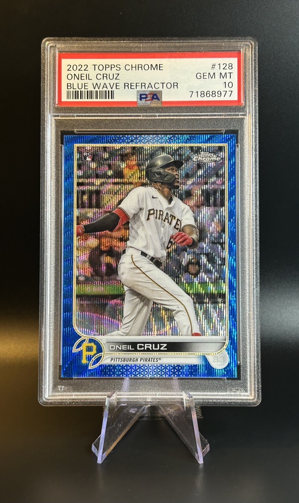 2022 Topps Chrome Oneil Cruz Blue Wave Refractor /75 128 PSA 10