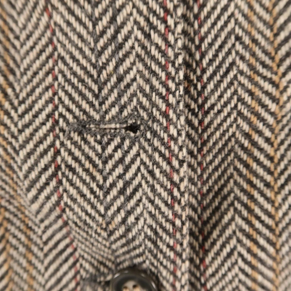 VTG Tweed Vest S 38R Gray Brown Tan Herringbone Wool Blend 80s 1981 - Image 4 of 4