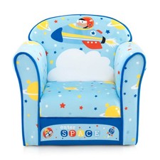 Kid's Sofa Chair Toddler Upholstered Armchair Wooden Frame Children Couch Blue