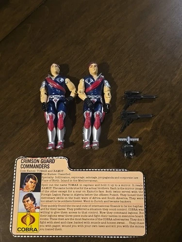 GI Joe ARAH Crimson Guard Commanders Tomax Xamot 1986  100% Complete W/File Card