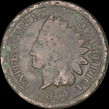 1864 1C Indian Head Cent Bronze "No L"Uncertified Circulated BN