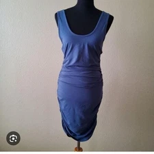 Bobi Los Angeles Blue Ruched Bodycon Tank Dress Women's Size Small