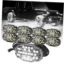 Quick Connect White Rock Lights, 27 Full Beam Angle Chips, 4M 8 Pods white