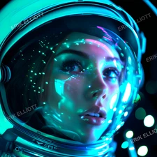8x8 Photo Art Print - Beautiful Girl Astronaut Fantasy Woman Sci-Fi Picture