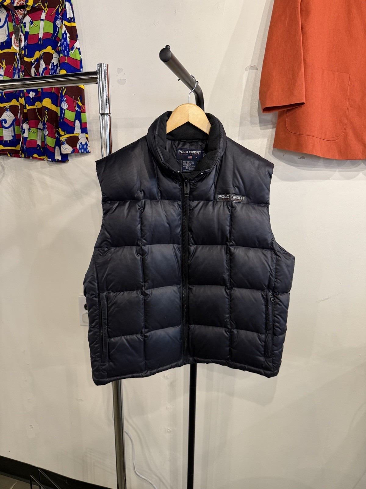 Vintage 90s Men’s XL POLO SPORT Ralph Lauren Down Filled Navy Puffer Vest 
