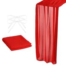10Ft Chiffon Table Runner 28 x 120 Inch Rustic Gauze Tablecloth Red