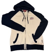 Indian Motorcycle Full Zip Hooded Knit Sweater Women s SMALL Navy Excellent