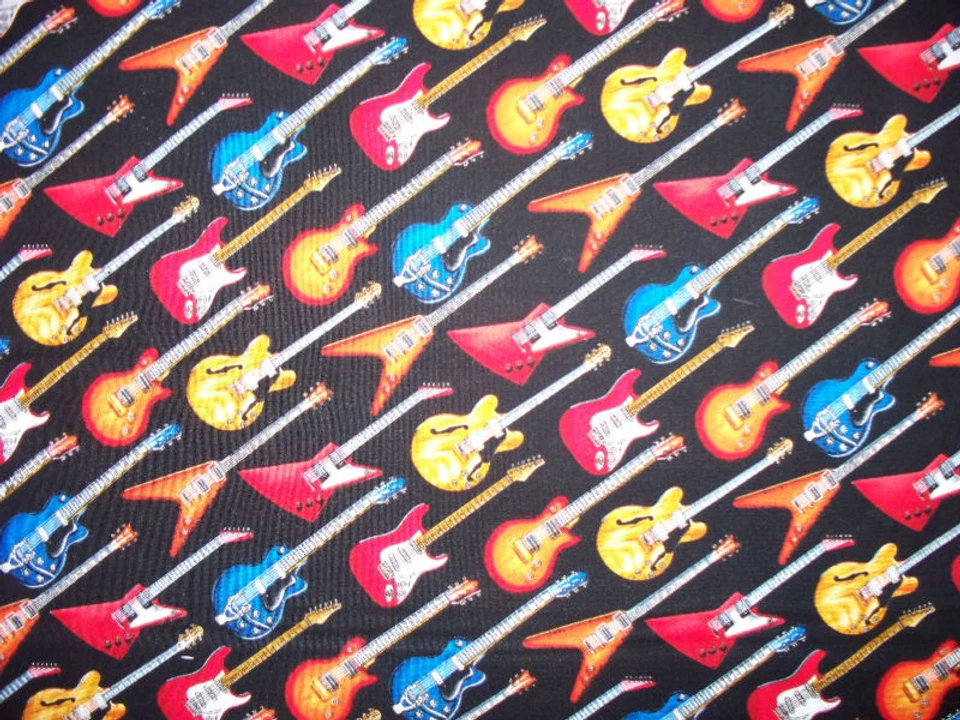 GUITARRA ROCKERA GUITARRAS ROCK & ROLL MÚSICA COLORIDA TELA DE ALGODÓN FQ Foto 2 de 4