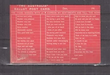 AUSTRALIA, BALLOT POST CARD, c1910 ppc., unused.