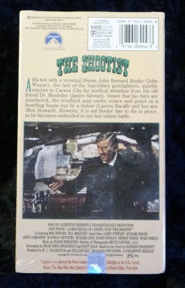 VHS 📼 The Shootist John Wayne James Stewart Richard Boone New Factory Sealed - Image 2 of 2