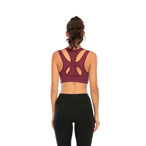 Hot sales! Womens Sports Bra High Impact Double Cross Back Wirefree Mesh Vest - Picture 6 of 18