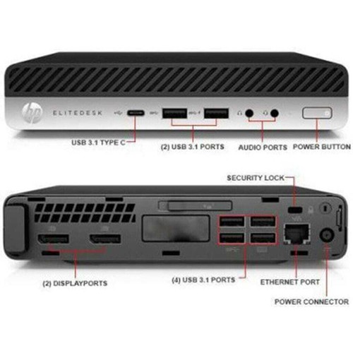 HP EliteDesk 800 G4 Micro Intel i5 8600 3.10GHz 16GB RAM 256GB SSD Wi-Fi Win 11 - Picture 3 of 3