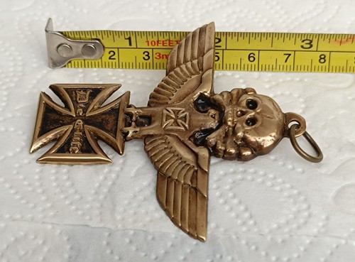 Ciondolo teschio aquila imperiale con croce di ferro - Wehrmacht - Foto 11 di 12