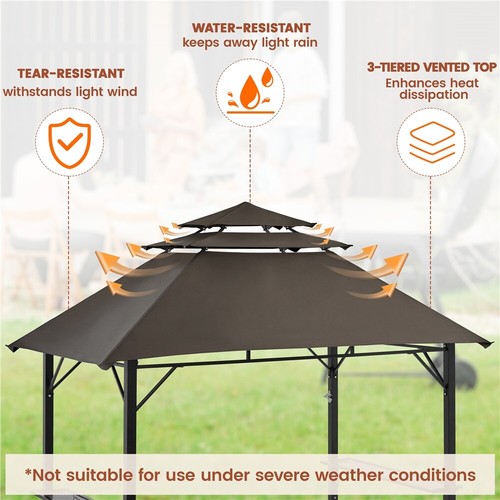8x5FT Patio Grill Gazebo BBQ Gazebo with Extra Storage for Garden/Outdoor - Picture 18 of 24