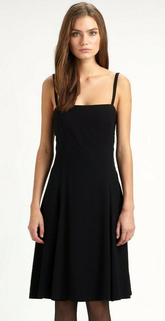 Ralph Lauren Blue Label Ella Black Double Crepe Wool Viscose Dress 12 $498