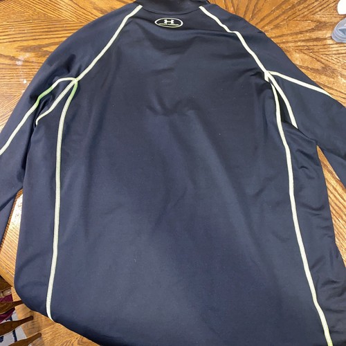 Under Armour Mens 1/4 Zip Loose Fit Cold Gear Jacket L Black Yellow Trim - Picture 6 of 9