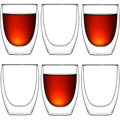 2er Set Doppelwandige Tassen Isolierbecher Kaffee Latte Glas 2 x 350 ml