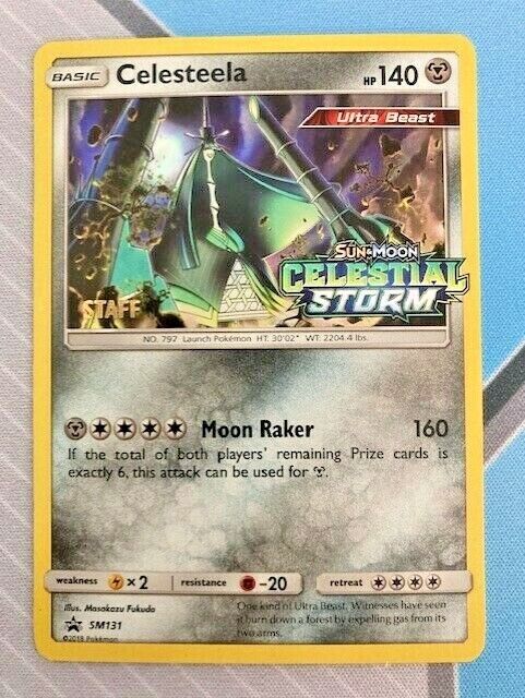 Pokemon CELESTEELA Staff Prerelease Celestial Storm SM131 Holo Promo