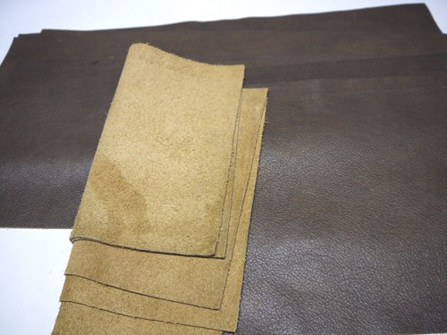 Grainy soft Leather panels 6 Pieces Medium Brown 10.25" x 24" first Quality. - Picture 4 of 5
