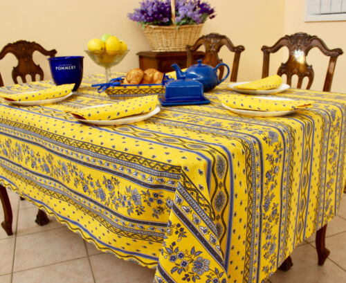 Marat Avignon Yellow French Tablecloth 155x300cm 10Seats Made in France