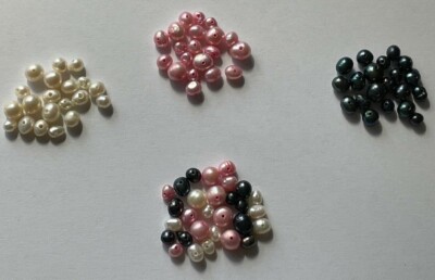20 x gebohrte Barock Nugget Süßwasserperlen gemischt 3-6 mm WEISS, ROSA oder SCHWARZ