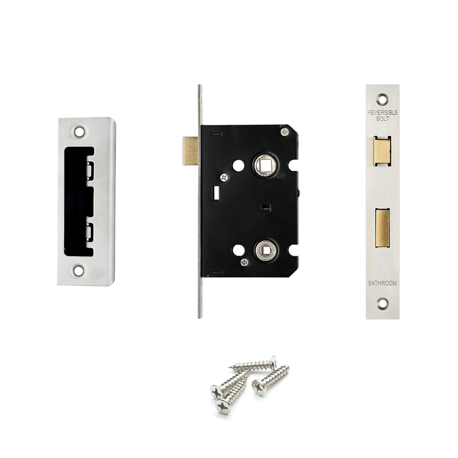 Brushed Chrome Internal Door Lever Handle Pack Latch Sash Bathroom Lock