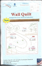 Wall Quilt Stamped for Cross Stitch  Embroidery-36" x 36" Cotton Poly Broadclot