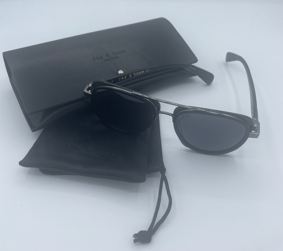 Rag & Bone Square Aviator 55mm Gradient Sunglasses | Black 