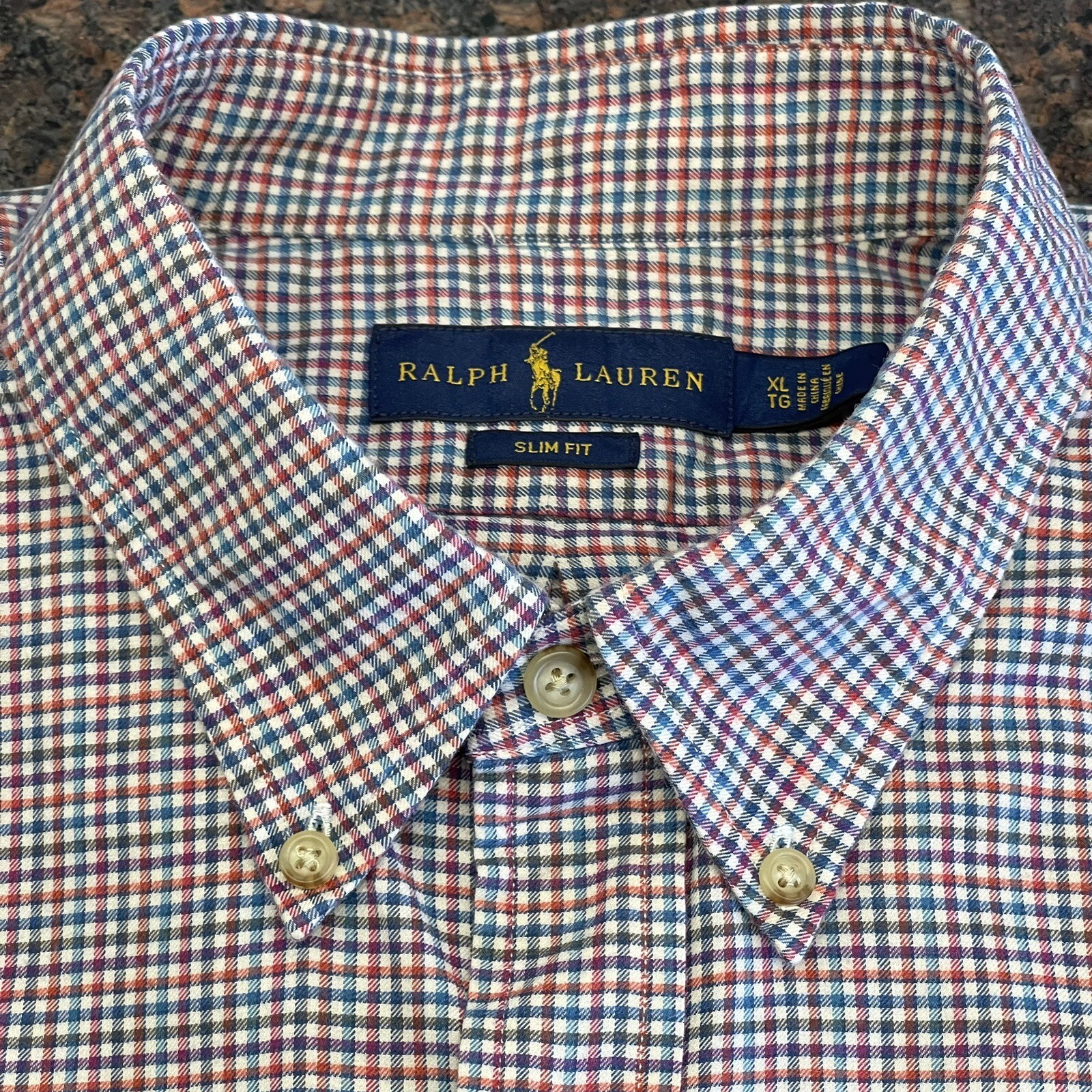 Camicia Ralph Lauren adulto XL multicolore verde pony con bottoni slim fit perp casual